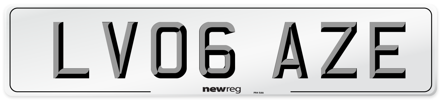 LV06 AZE Number Plate from New Reg